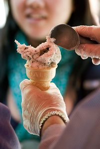 University of Wisconsin-Madison faculty, staff and passing students enjoy free Babcock ice cream being served by several volunteer campus administrators and program directors during an Employee Appreciation Ice Cream Social held on Bascom Hill on May 8, 2008. The event often coincides with May 7 state employee recognition day, but was held one day later this year. ©UW-Madison University Communications 608/262-0067 Photo by: Jeff Miller Date:  05/08    File#:   D200 digital camera frame 6425